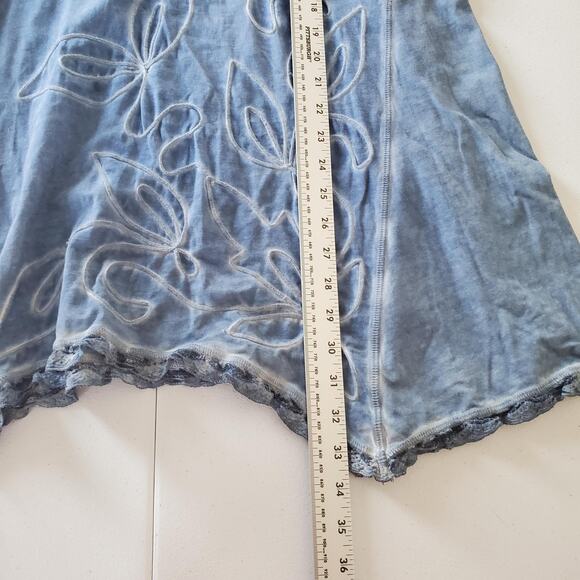 Gretty Zueger Tunic Dress Women Large Blue Lace Lagenlook Whimsy Embroidery Boho - Picture 6 of 8